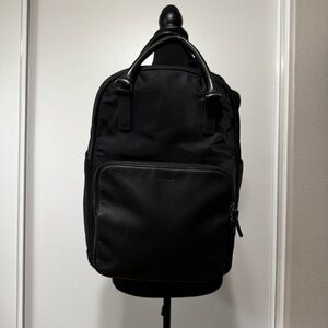 Lo and Sons Rowledge Backpack: Black Ext. • Gunmetal Hardware • Silver Int.